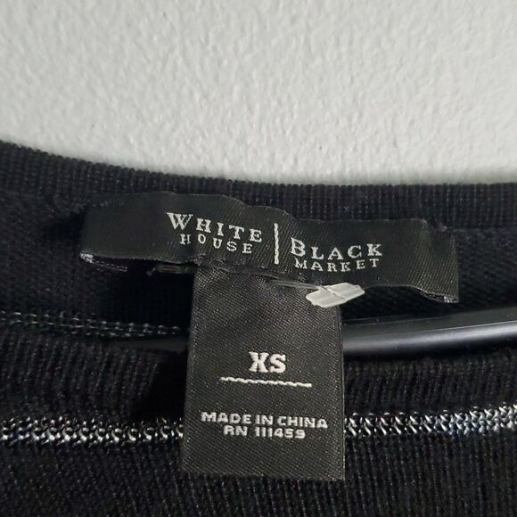 White House Black Market sweater women's size xs x-small black white 100… - Picture 6 of 10